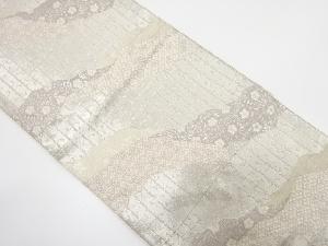 服部織物製　道長取りに流水・花唐草模様織り出し　袋帯